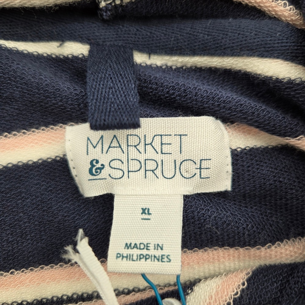 Market & Spruce Striped Milania French Terry Hooded Top Women's XL Long Sleeve - Picture 5 of 6